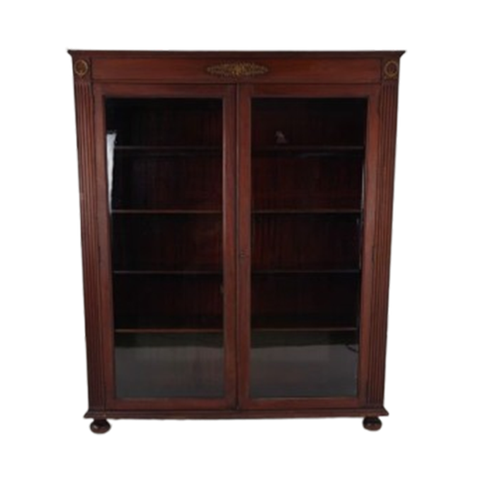 Mahoniehouten Boekenkast / Vitrinekast Uit De 20e Eeuw - Antiek Glas 1