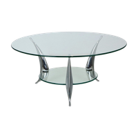 Moderne Ronde Glazen Salontafel Chroom Space Age Design