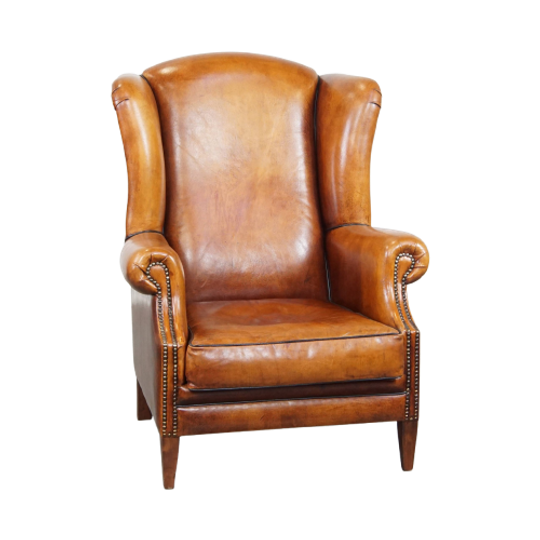 Stijlvolle, Royale Schapenleren Oorfauteuil In Een Warme Kleur En Met Een Uitmuntend Zitcomfort 1