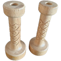 Houten Kandelaars Retro Uitstraling Handgemaakt 2 St