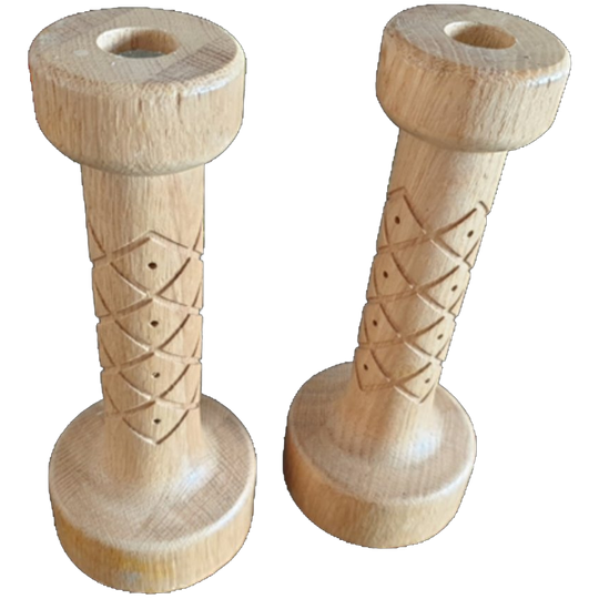 Houten Kandelaars Retro Uitstraling Handgemaakt 2 St 1