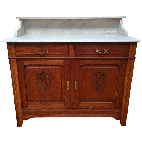 Vintage Antiek Dressoir Commode Ladekast Badkamermeubel Met Marmer Blad 121 1