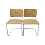 2 Beuken Cesca Stoelen Wit Buisframe Marcel Breuer thumbnail 1