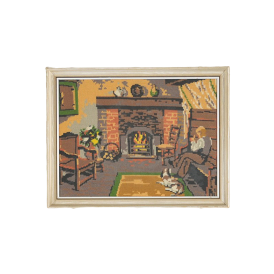 Beige Houten Lijst Man Open Haard 1
