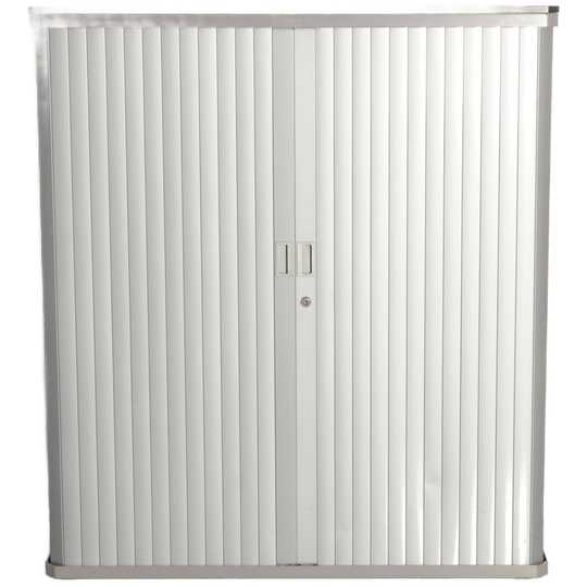 Gispen Octa Roldeurkast, Aluminium, 136 X 120 Cm, Incl. 3 Legborden, 1