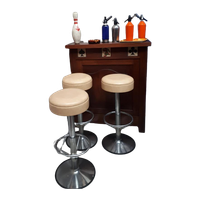 Vintage Bar Met 3 Barkrukken Jaren 70 Set Met Spuitflessen