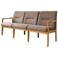 Vintage Houten Zithoek 3 Zitsbank En 2 Fauteuils