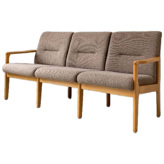 Vintage Houten Zithoek 3 Zitsbank En 2 Fauteuils 1