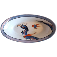 Japans Schaaltje Met Draakdecor En Blauwe Rand