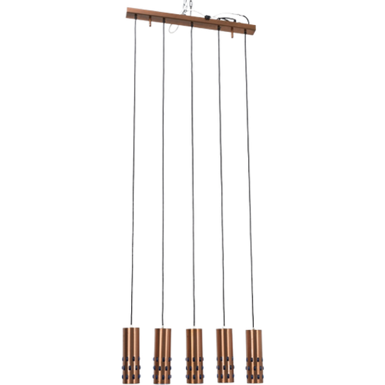 Rood Koperen Hanglamp Met Blauwe Glazen Details 61698 1