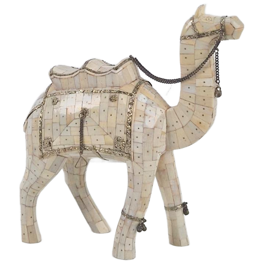 Vintage Kameel Beeldje Sculptuur Mozaïek Been ‘70 Handmade 1