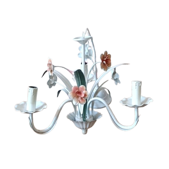 Franse Vintage Shabby Chic Kroonluchter Bloemenlamp 1