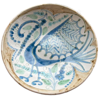 Handmade Gesigneerde Keramiek Schaal Pauw Vintage