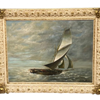 Schilderij - Groot Formaat Emilien Victor Barthélemy (1885-1964) "zeegezicht". thumbnail 1