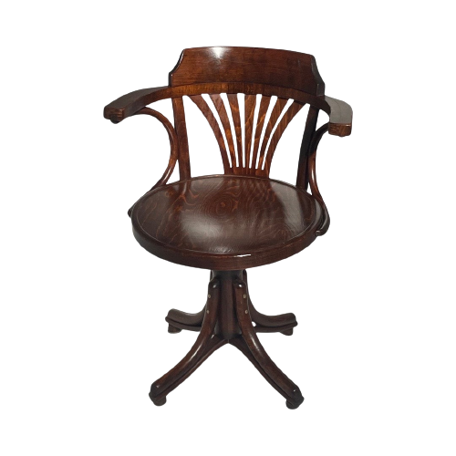 Thonet (Attr.) - Bent Wood Captains Chair - Mounted On A Swiveling Base