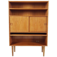 Vintage Deens Boekenkastje Teak Fineer | Wandkastje Deurtjes