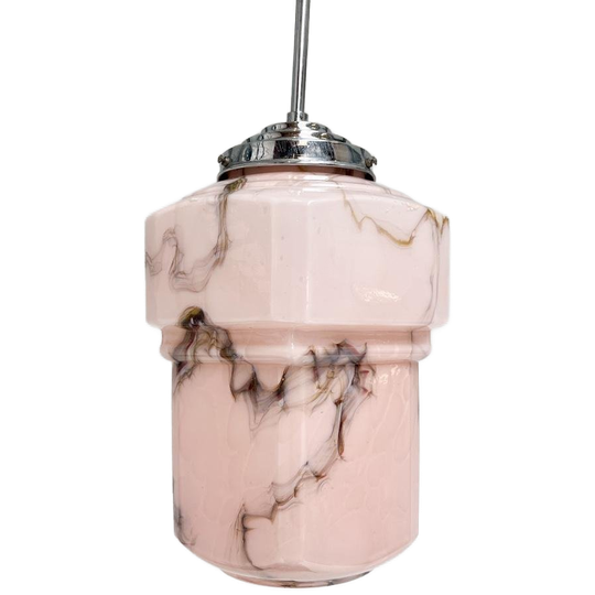 Roze Art Deco Plafondlamp, 1930’s 1