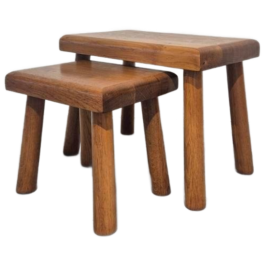 Setje Brutalist Japandi Stijl Bijzettafeltjes Vintage 1