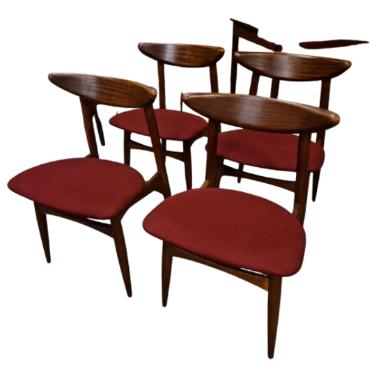 * Set Van 4 Vintage Stoelen Deense Stoelen 1