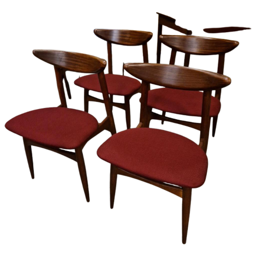 * Set Van 4 Vintage Stoelen Deense Stoelen