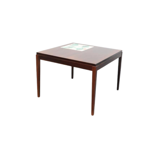 Vintage Deense Salontafel Palissander Met Keramiek 1