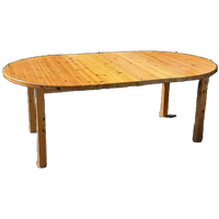Vintage Grenen Ronde Naar Ovale Uitschuifbare Tafel