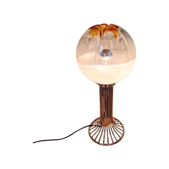 Mazzega Vloerlamp In Verchroomd Metaal En Glas, Jaren 60-70 1