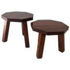 Massief Eiken Houten Brutalist Tafeltjes. thumbnail 1