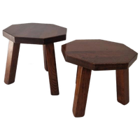 Massief Eiken Houten Brutalist Tafeltjes.