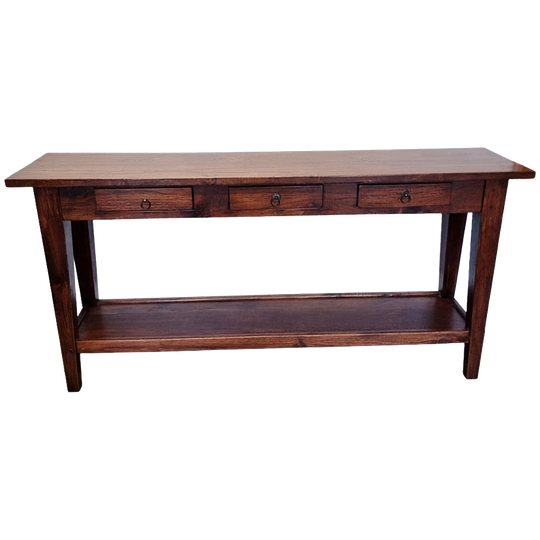 Koloniaal Teakhouten Sidetable Met 3 Laden, Eind 20e Eeuw 1