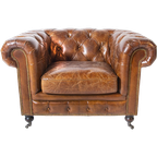 Vintage Chesterfield Club Fauteuil Cognac Leer thumbnail 1