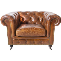 Vintage Chesterfield Club Fauteuil Cognac Leer