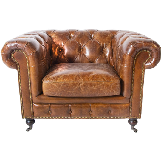 Vintage Chesterfield Club Fauteuil Cognac Leer 1