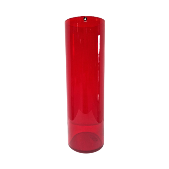 Red Pukeberg Sweden Cylinder Vase Xl, 1970S 1