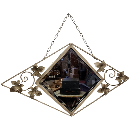 Frans Art Deco Metalen Spiegel, Circa 1930 1