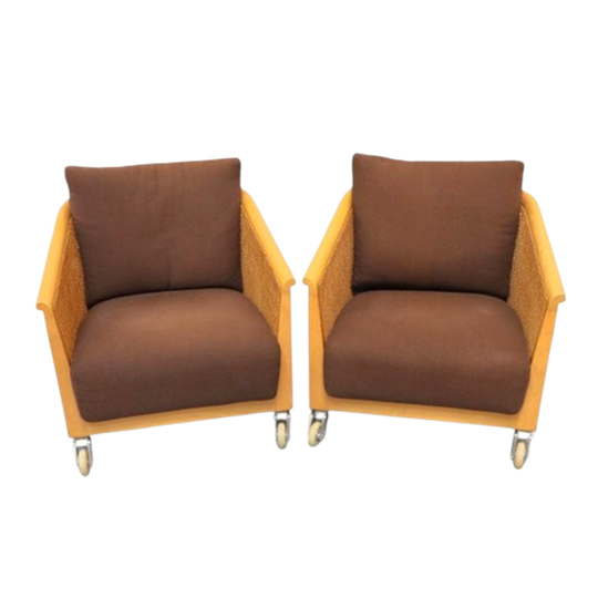2 X Woven Rattan Arm Chairs "mozart" By Antonio Citterio For Flexform 90's 1