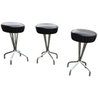 3 X Stool / Black Top / Chrome Frame / 1970s thumbnail 1