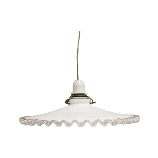 Vintage Antieke Franse Hanglamp Van Glas, Jaren '20/'30 1