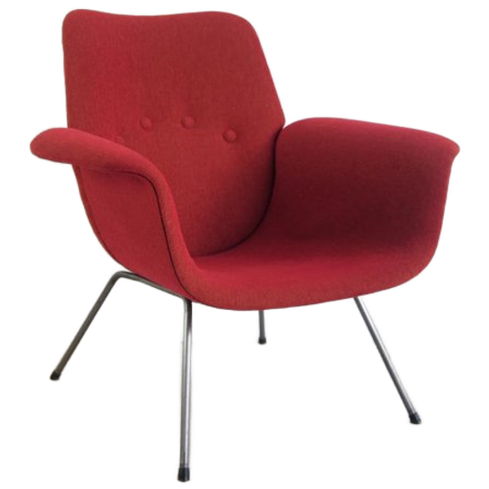 Rode Fauteuil Metalen Poten 1