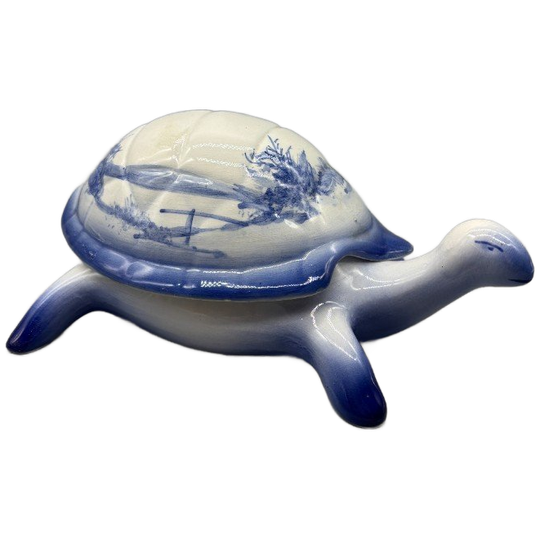 Dekseldoos Schildpad Blauw/wit 1
