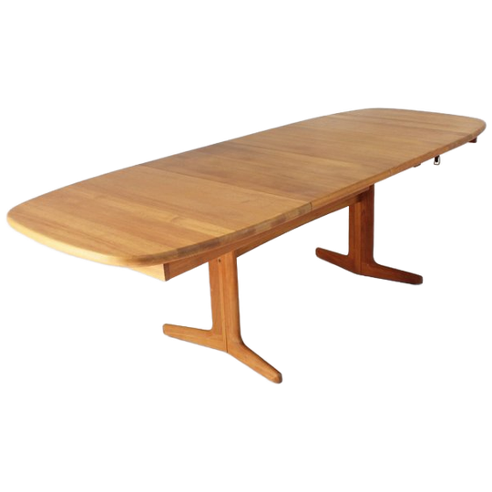 Mid Century Deense Ovalen Uitschuifbare Eettafel Van Massief Teakhout Jaren 60 1
