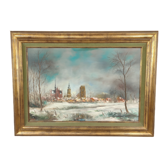 Georges Tahon - Schilderij - Veurne In De Winter 1