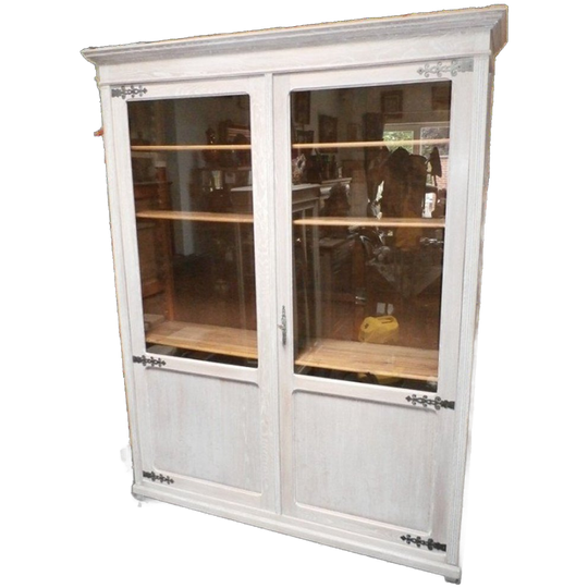 Grote 2-deurs Schoolkast In Eik "white Wash". 1