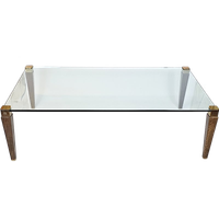 Vintage Salontafel In Hout - Messing En Glas - Peter Ghyczy Voor Ghyczy - Holland - 1970