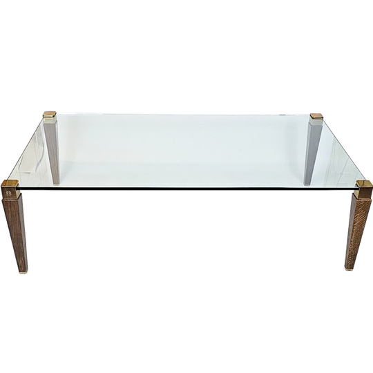 Vintage Salontafel In Hout - Messing En Glas - Peter Ghyczy Voor Ghyczy - Holland - 1970 1