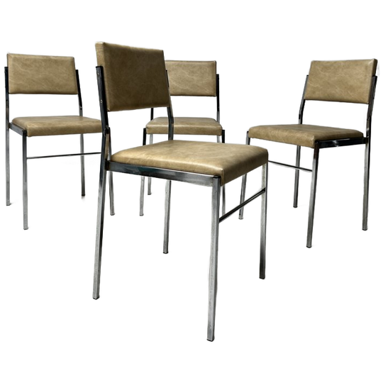 Four French Industrial Mid-century Modern Side Chairs 1