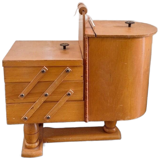Vintage Fournituren Kastje, Sewing Box, Naaibox, Harmonica 1