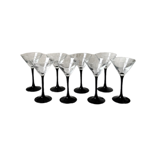 8x Martini Glas, Zwarte Voet, Luminarc 1