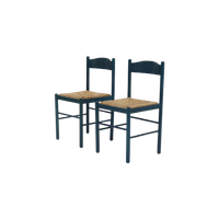 Set Of 2 Vico Magistretti Style Stained Wood And Rush Dining Chairs 1960S