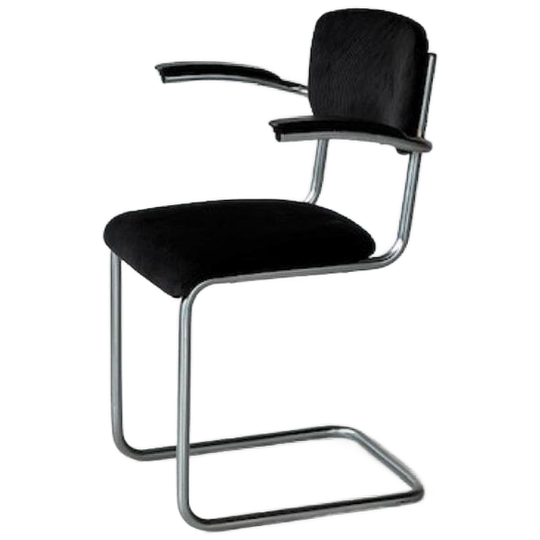 Jaren 60 Vintage Buisframestoel Antraciet Ribstof 1